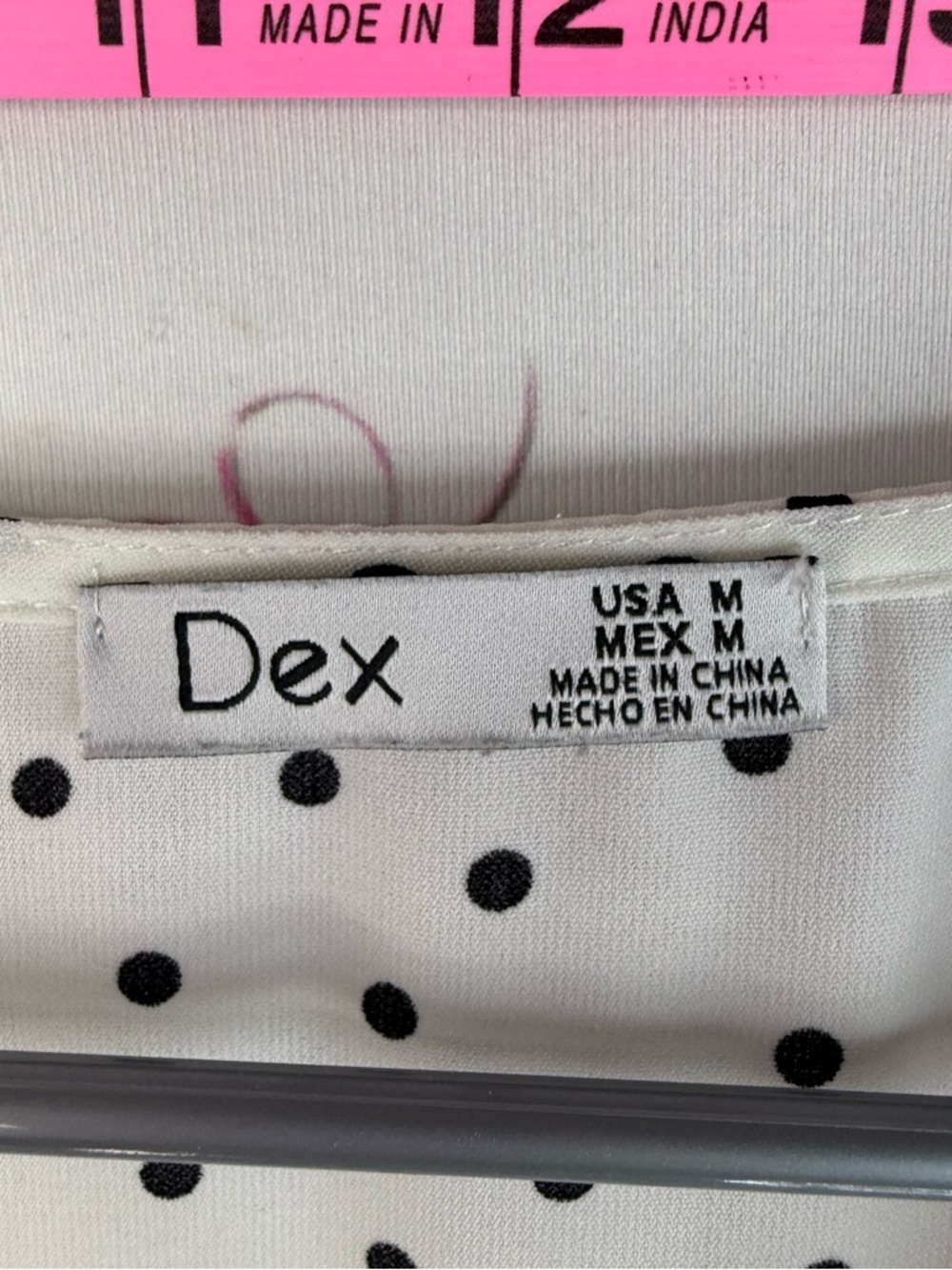 Dex Cream V-Neck Blouse with Black Polka Dots Lightweight Breathable Blouse - Picture 7 of 8